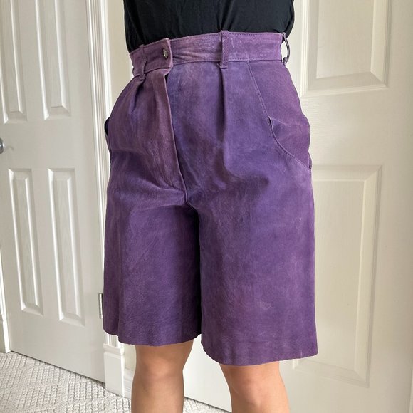 Fashion Spring Cute Vintage Purple Suede Shorts - Picture 5 of 9